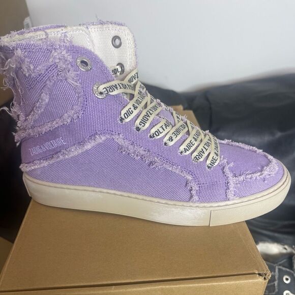 Zadig Voltaire High Flash Canvas shoes Purple New - Picture 5 of 5
